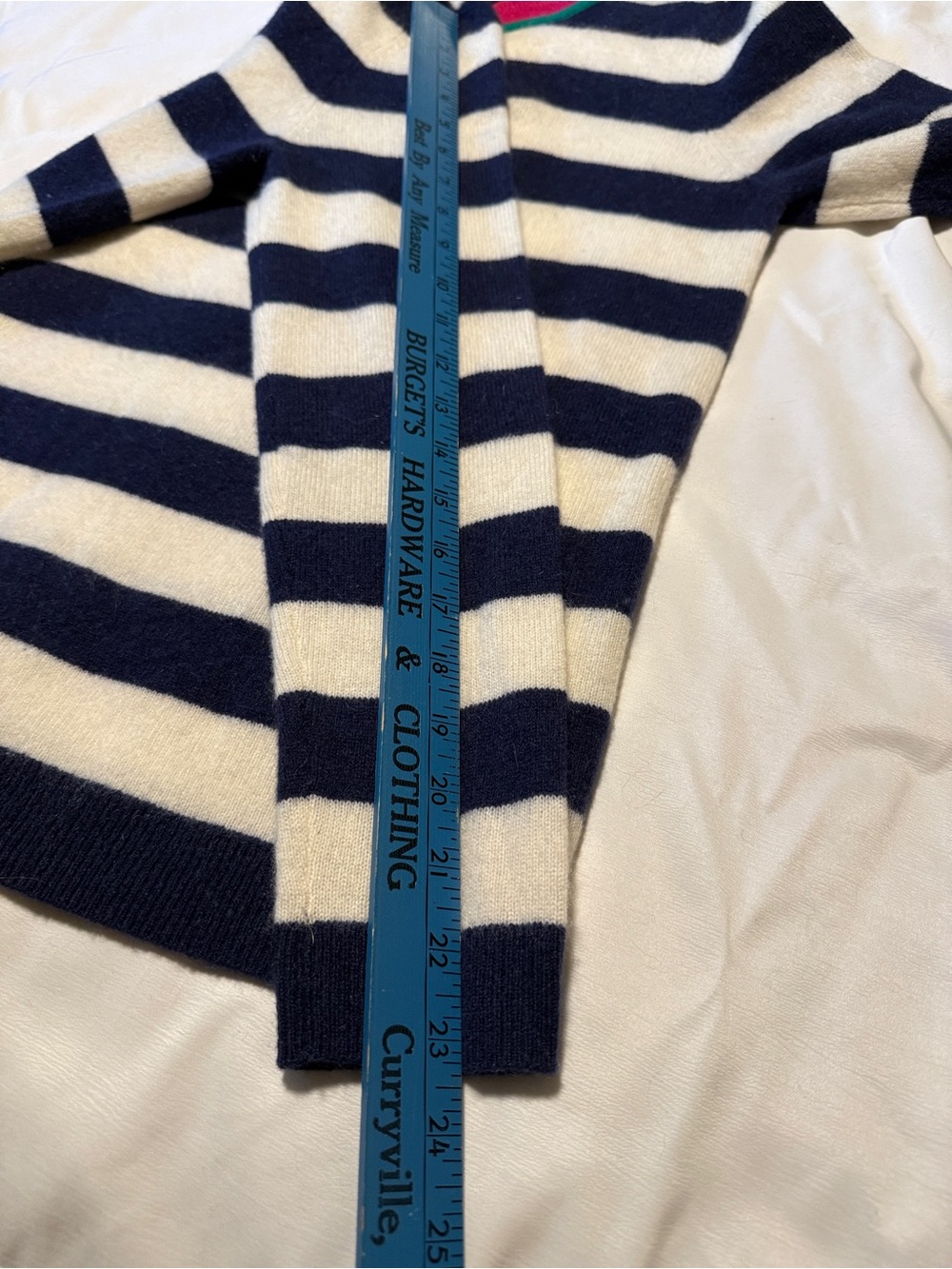 Halogen 100% Cashmere Striped Sweater Small Navy Ivory Pink Green - Picture 7 of 8